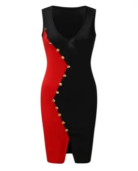 Vestito Estate Taglio Basso Vita Alta Nero Fasciatura Sling