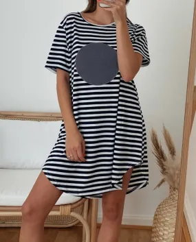 Striped Casual Loose Neckline Dress for Women