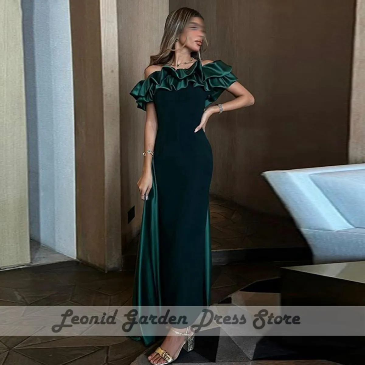 Abiti da ballo in jersey verde alla caviglia abiti da sera senza spalline monospalla per le donne occasione formale con spacco l