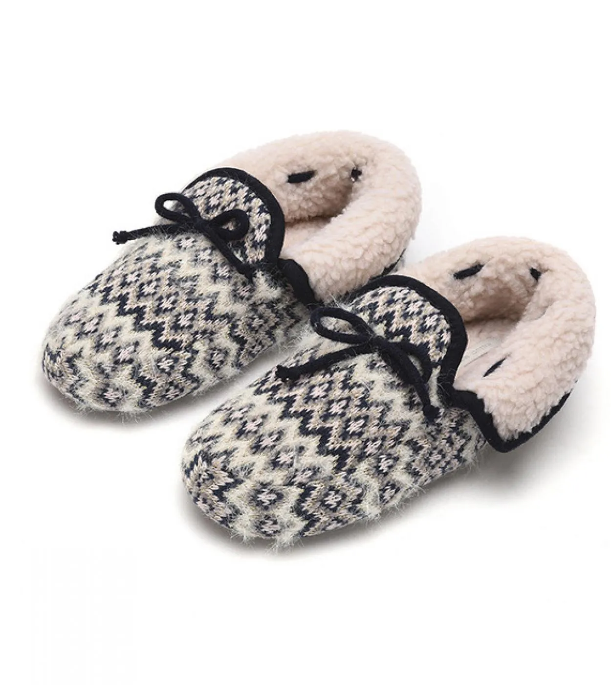 Autumn Winter Cozy Indoor Slippers Women Warm Breathable Anti-Slip Cotton Knit Fluffy Shoes