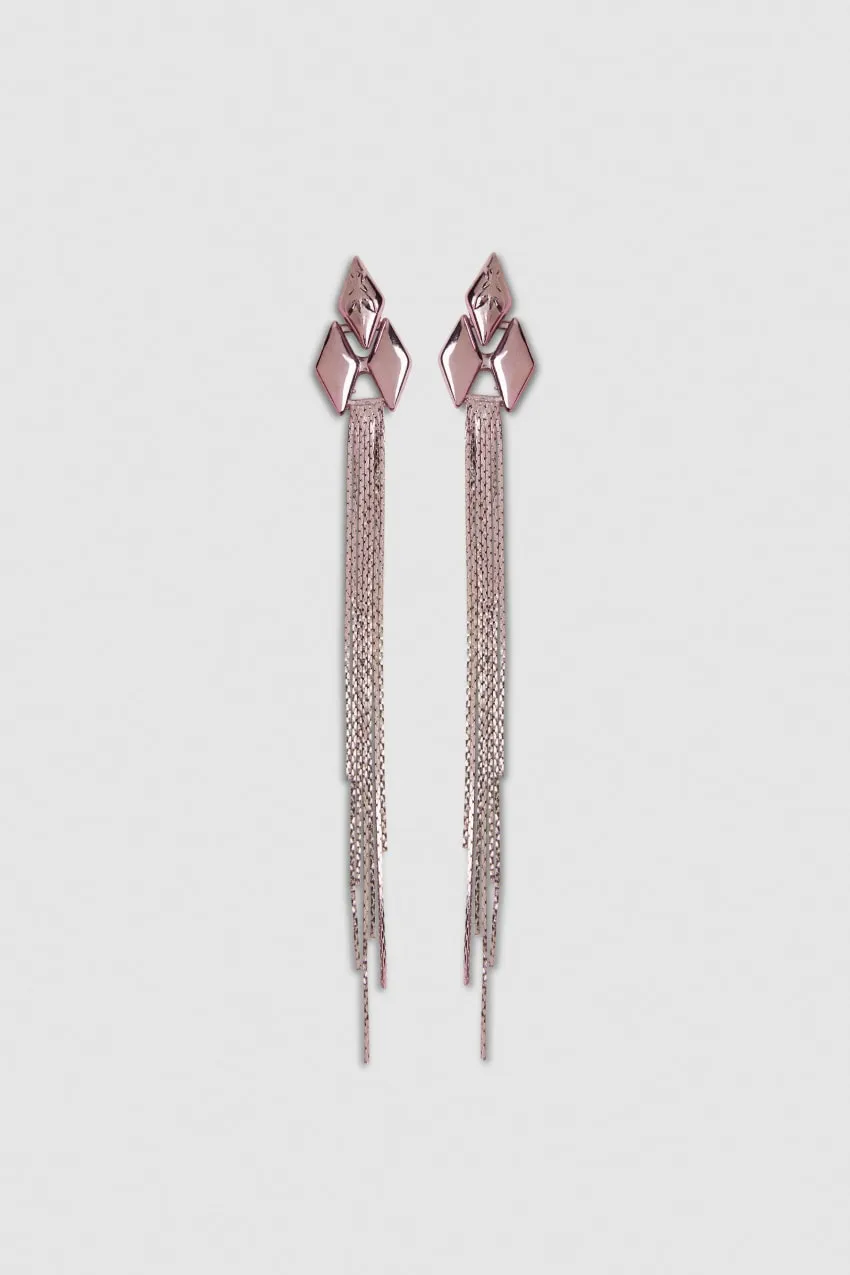 Boucles d'oreilles pendantes avec micro Fly et frange métallique