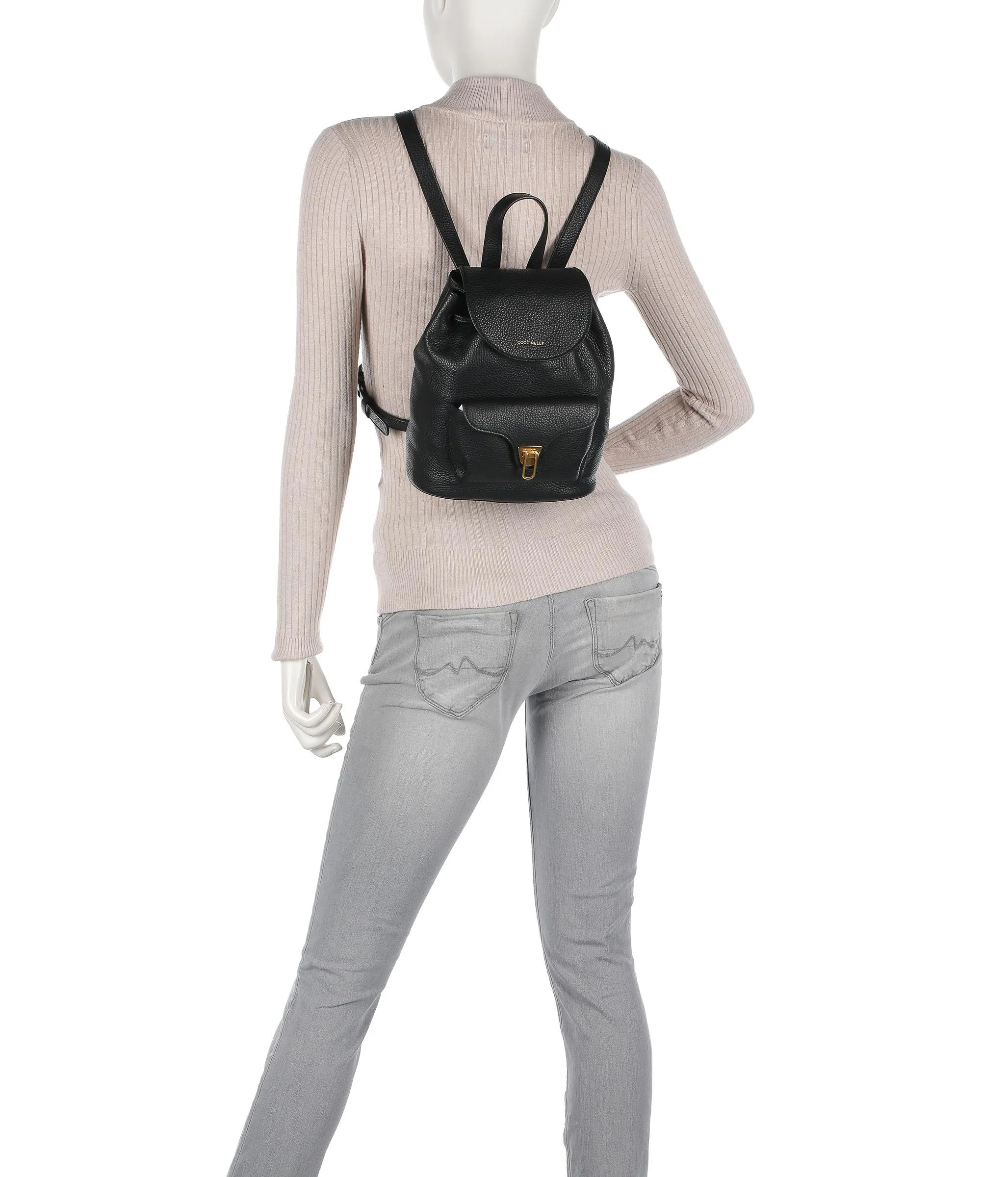  Coccinelle Beat Soft Zaino pelle di vacchetta grana nero  