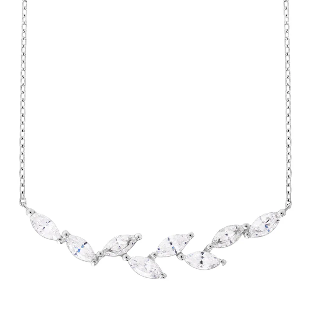 Collana Claire Oro Bianco 375/1000 Maglia Forzatina Cubic Zirconia Bianco 40 + 2 cm 1419293