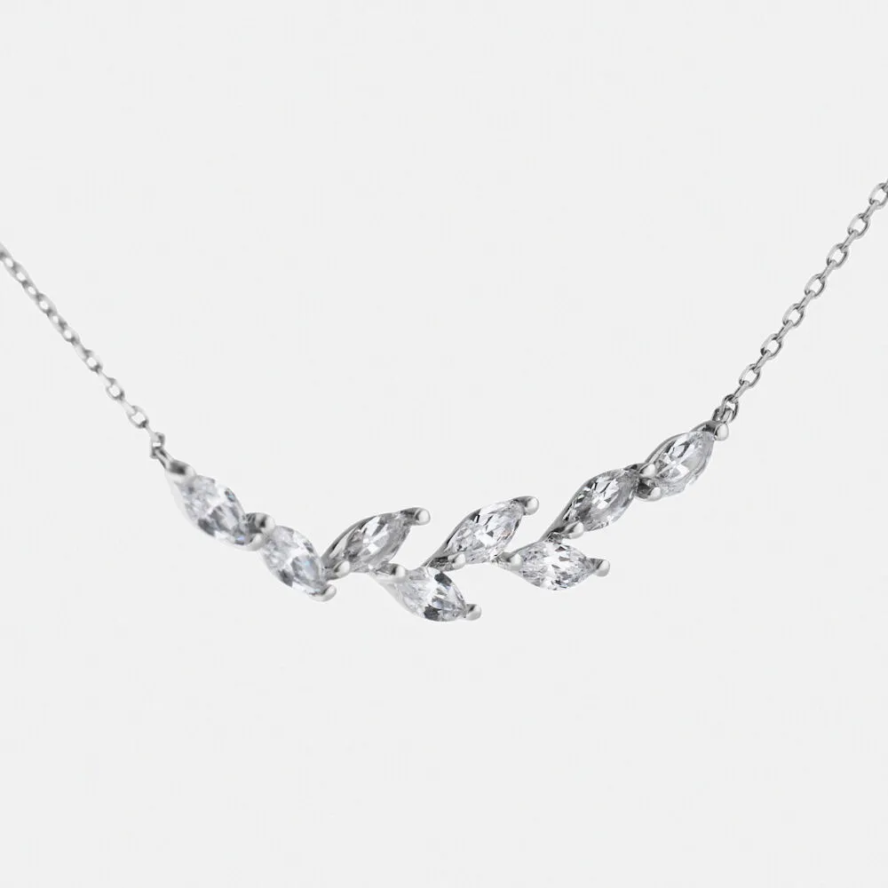 Collana Claire Oro Bianco 375/1000 Maglia Forzatina Cubic Zirconia Bianco 40 + 2 cm 1419293