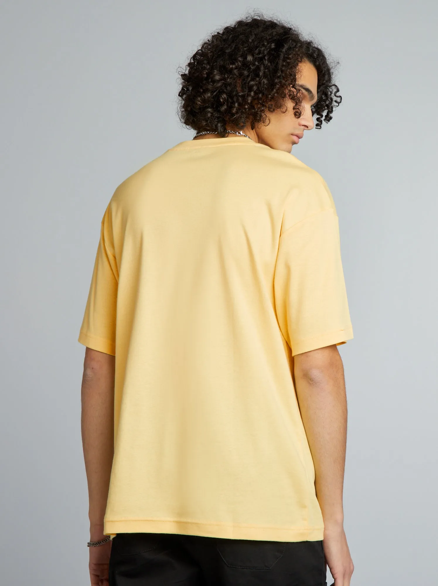 Round neck t-shirt in cotton - YELLOW