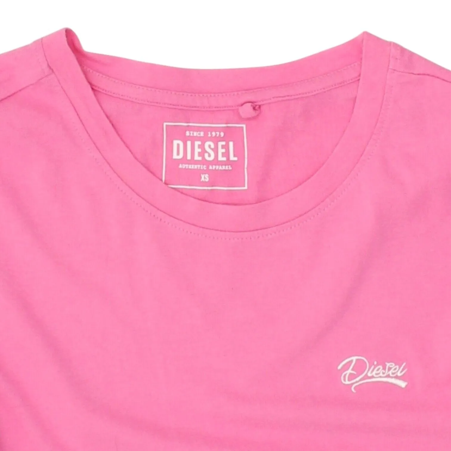 Diesel Womens Pink Crew Neck Tshirt | Vintage Casual Designer Tee Shirt VTG