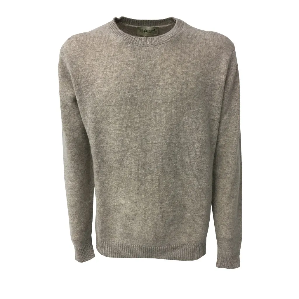 IRISH CRONE Men's Mélange Taupe Sweater 100% Wool Made in Italy
