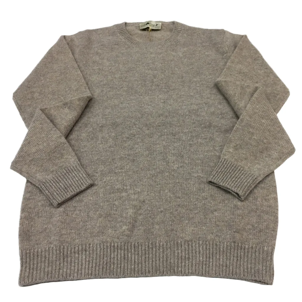 IRISH CRONE Men's Mélange Taupe Sweater 100% Wool Made in Italy