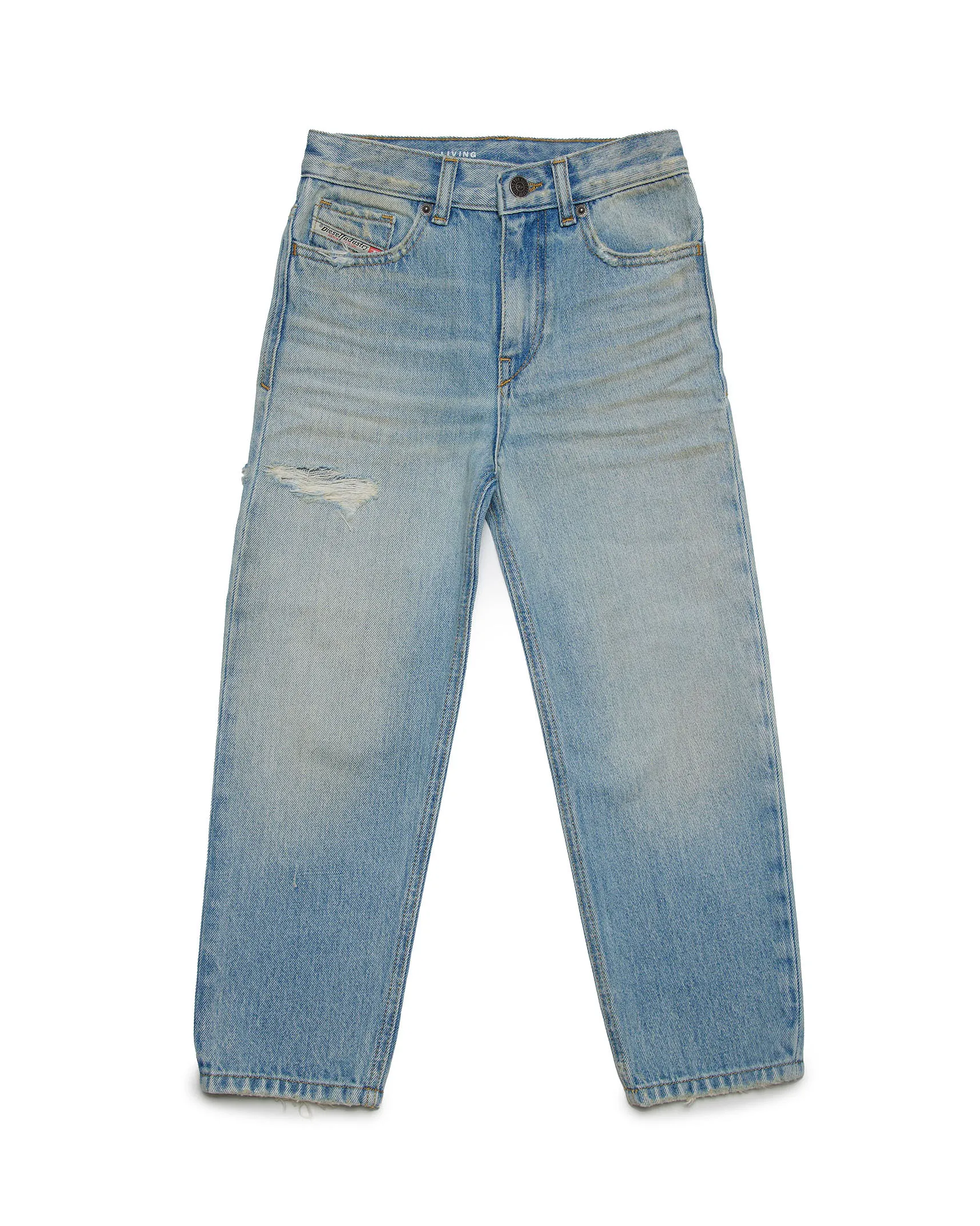 Light Stone Washed Cotton Boyfriend Jeans with Distressing 10-16 Years
