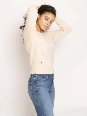 Crew Neck Lana e Cashmere Sweater in Cream