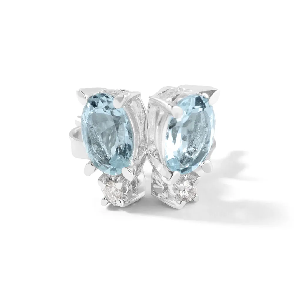 Orecchini Lobo Punto Luce Acquamarina Oro Bianco 750/1000 Acquamarina 1,4 ct Diamante Bianco 0,03 ct 1659999