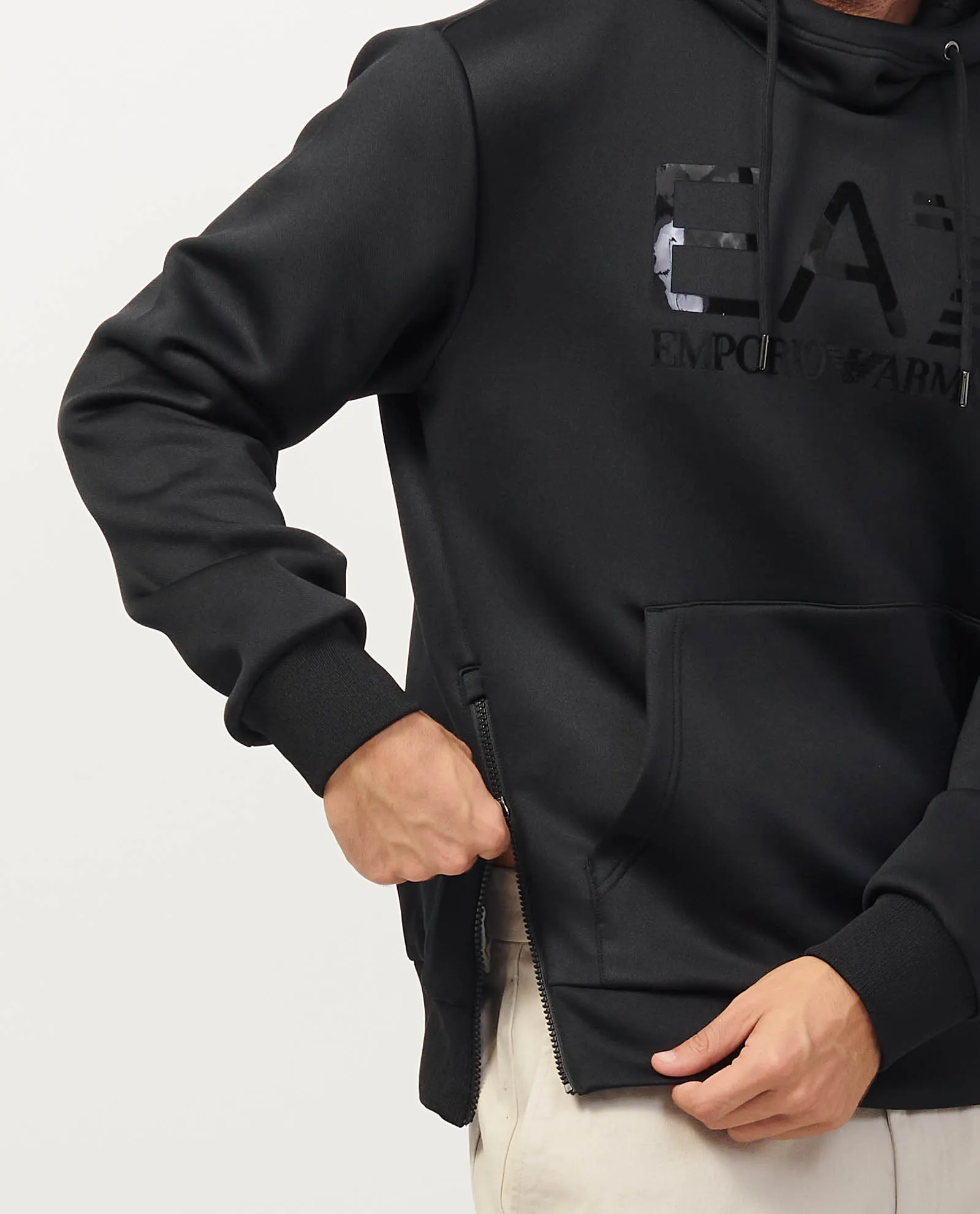 Emporio Armani EA7 Black Technical Fabric Hoodie