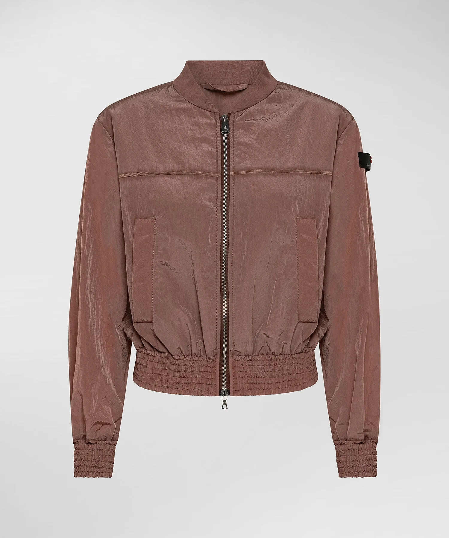 Pink Short Bomber Jacket with Peuterey Logo