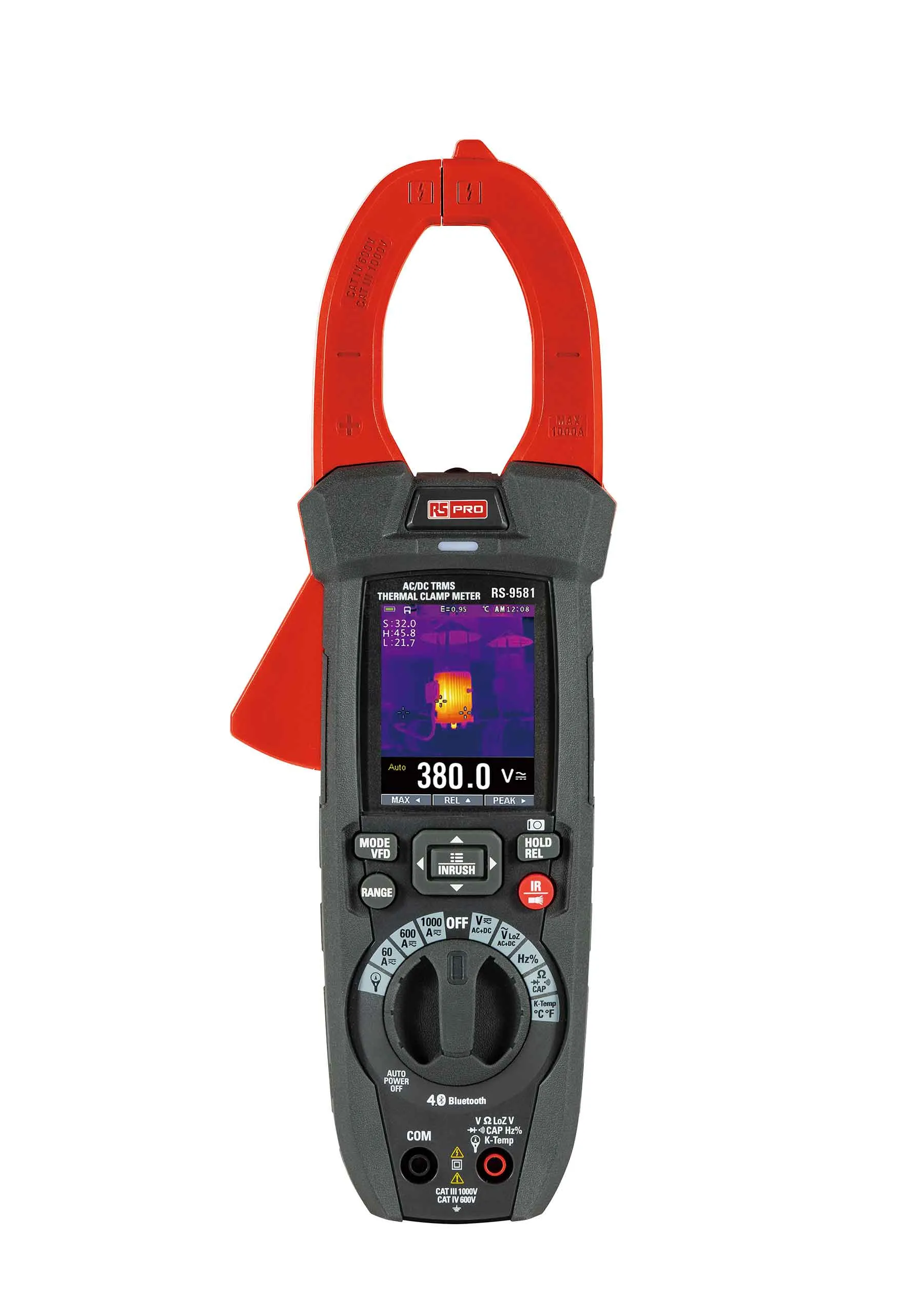 Pinza amperometrica c.a.-c.c. RS PRO DT-9581, Max 0.01 - 1000A ca, Max 0.001 - 1000V cc