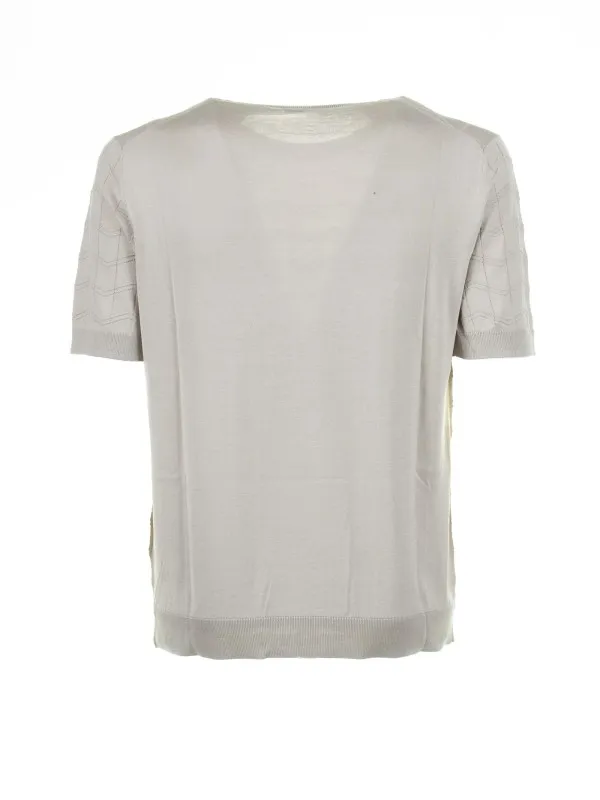 Beige Cotton and Silk T-shirt