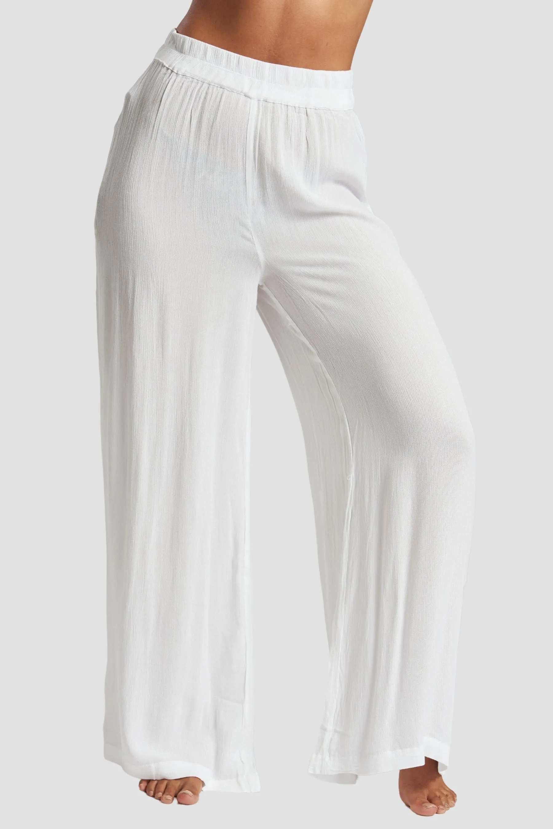 South Beach - Kaki stropicciato con Pantaloni fondo ampio
