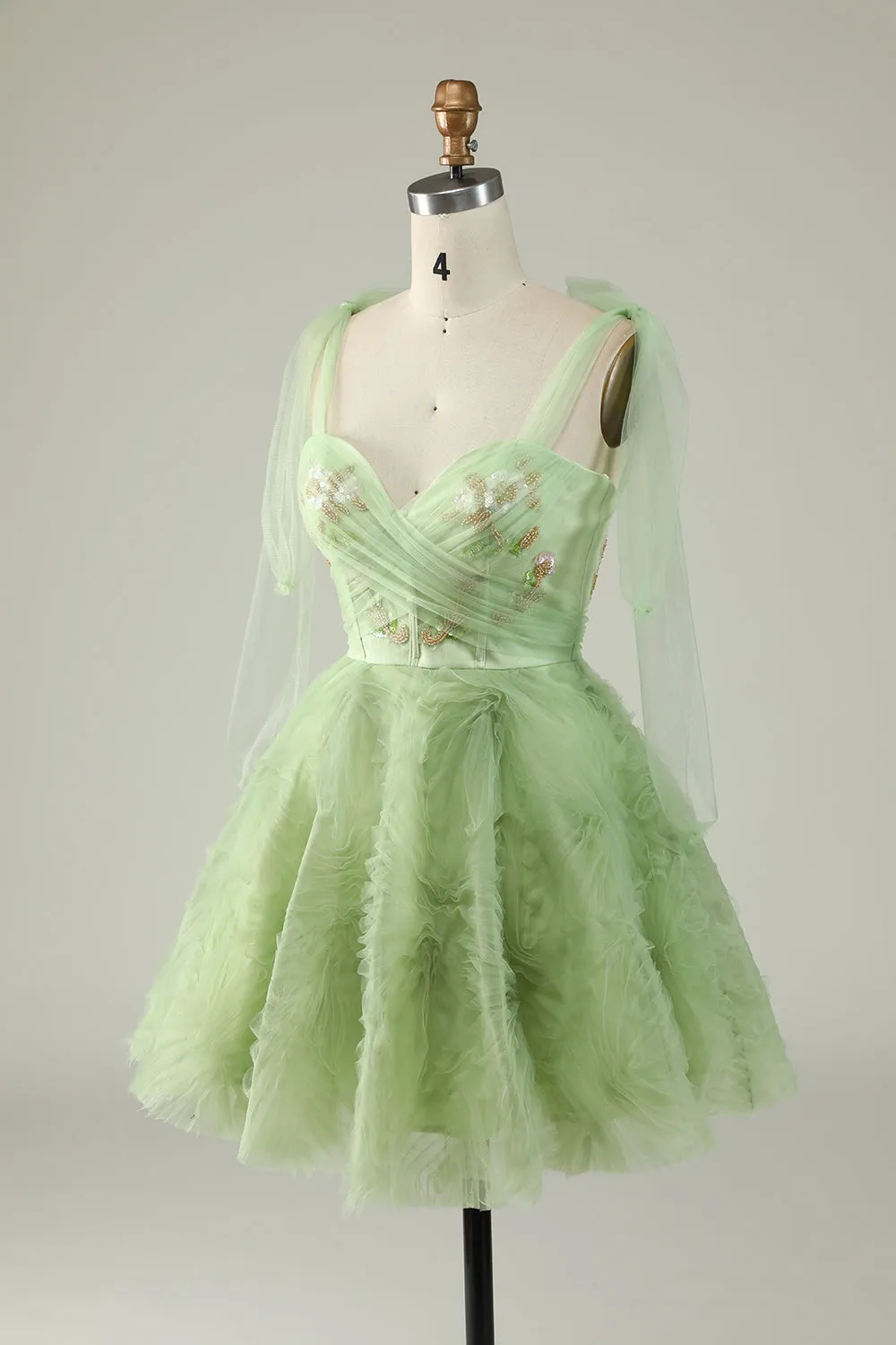 Sweetheart Green A Line Abito da cocktail con perline