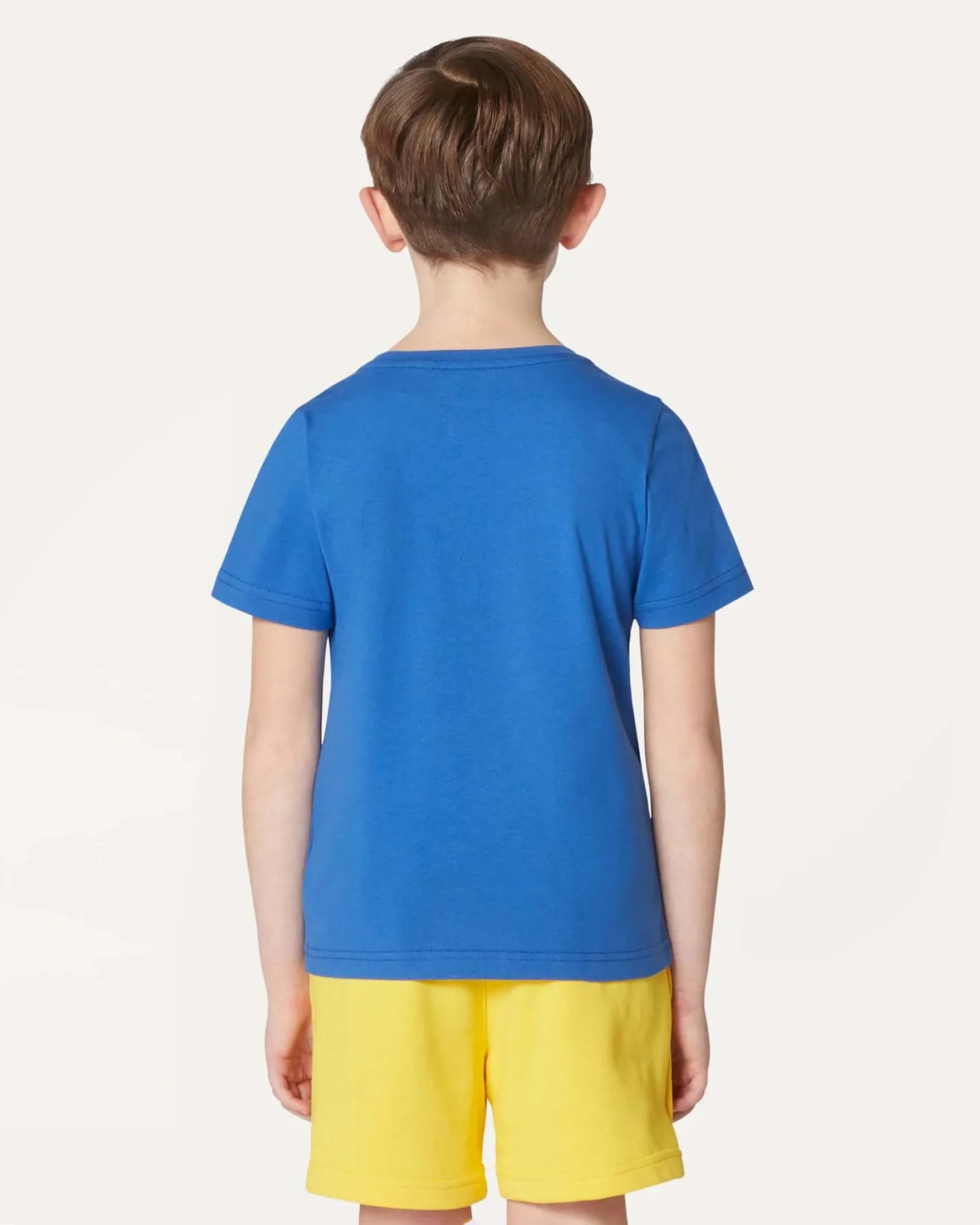 Short-Sleeve Cotton Edouard Royal Blue T-Shirt with Mini Logo 10-14 Years