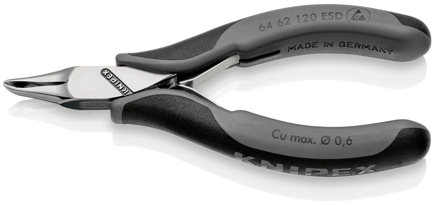 Tronchesini obliqui Knipex in Acciaio cromato con cuscinetti a sfere, L. 120 mm, capacità di taglio max 0.6mm, ESD