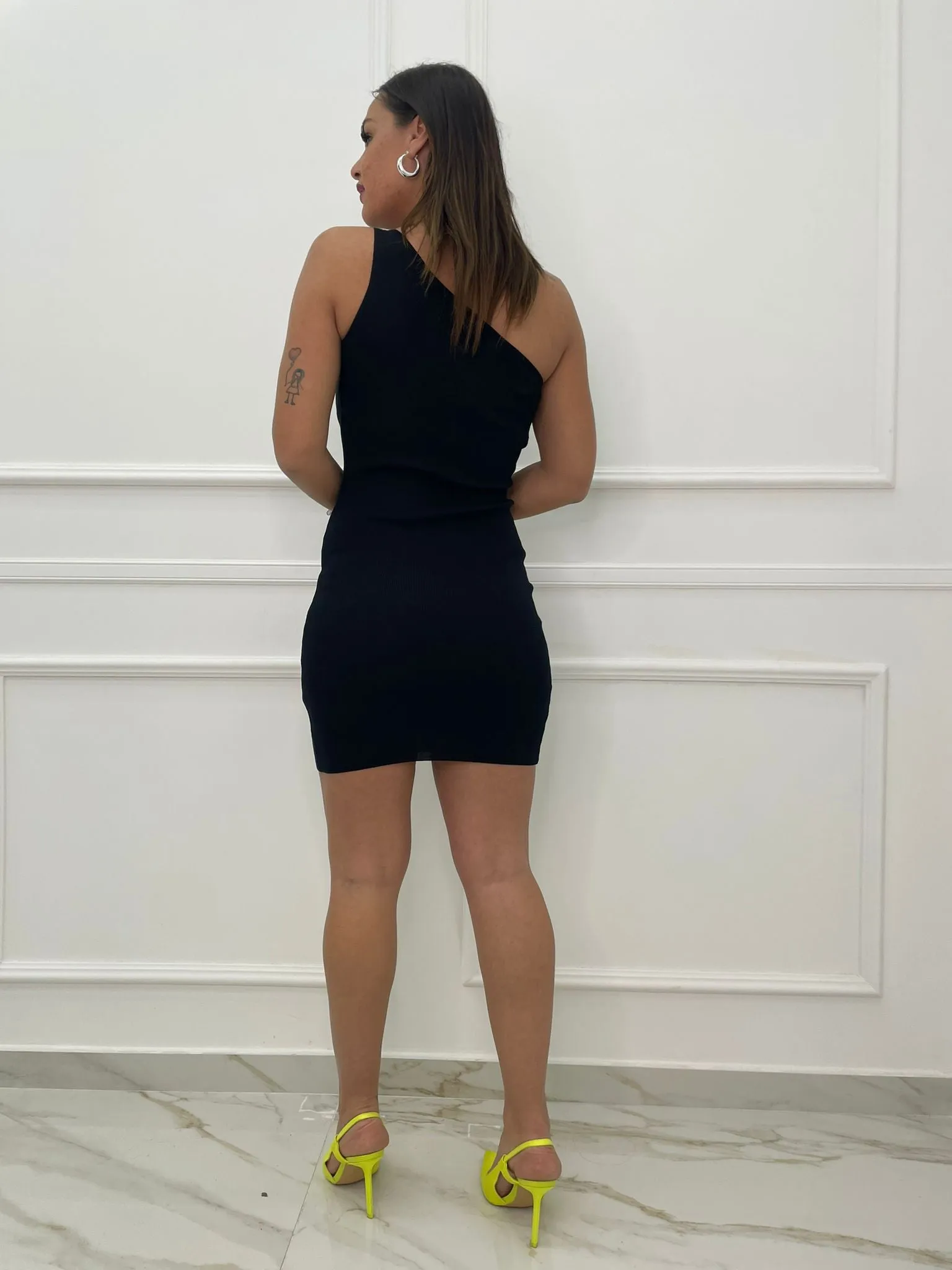 One-Shoulder Dress with Flowers