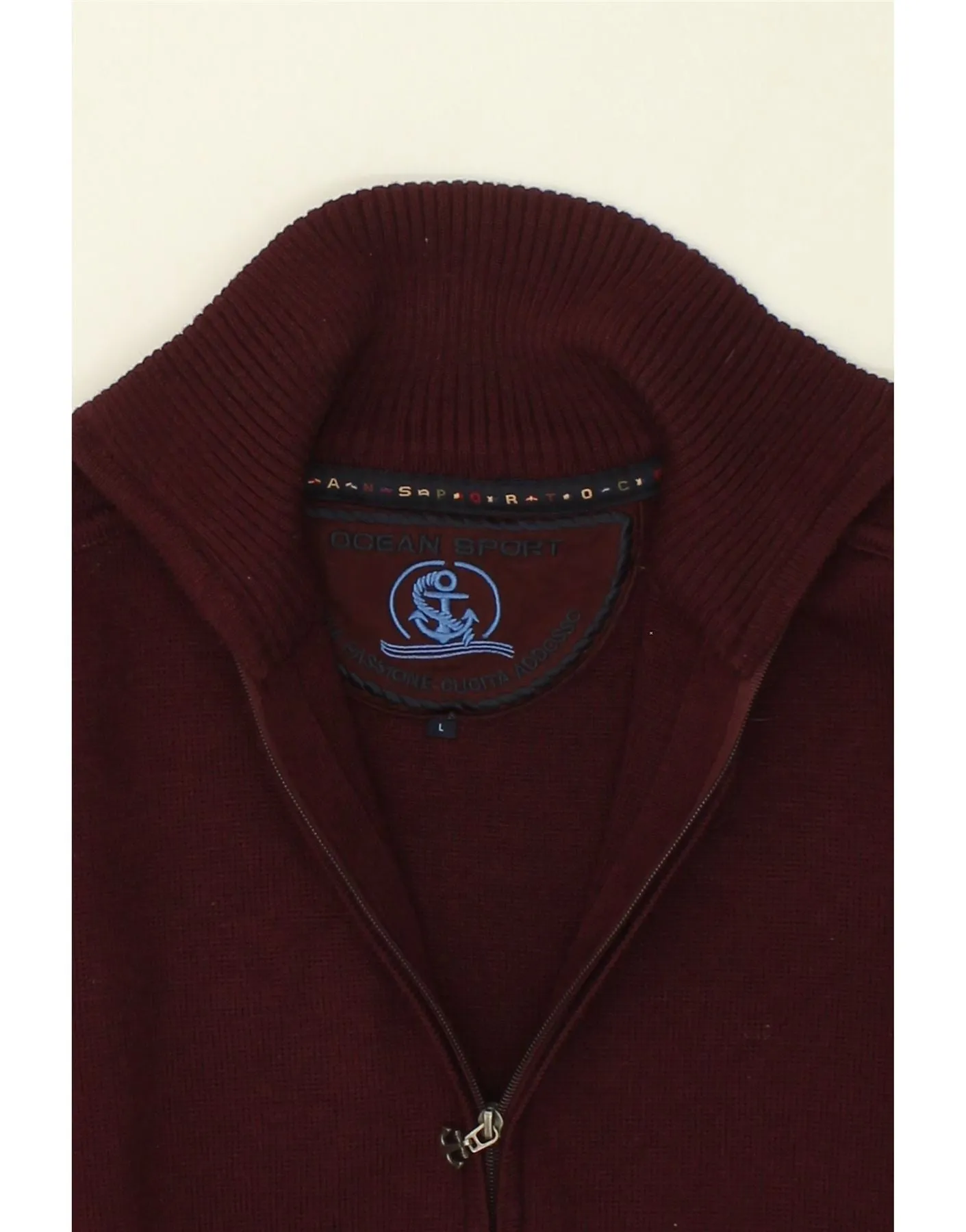VINTAGE Mens Cardigan Sweater Large Burgundy Merino Wool